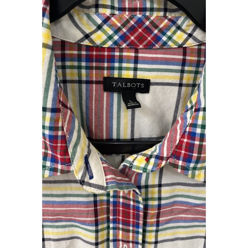 Talbots Size Large checkered Button Down Long Sle… - image 3